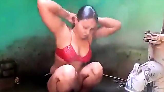 Rural Indian. Busty aunty soaping in front of me