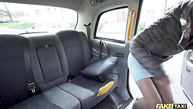 Outside trailer with captivating Letty from Fake Taxi