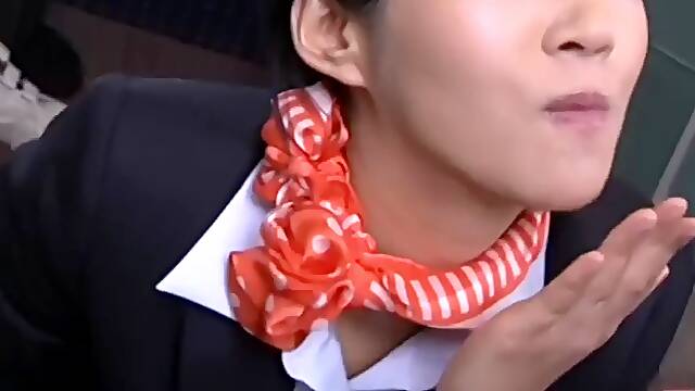 Japanese stewardess sucks cocks