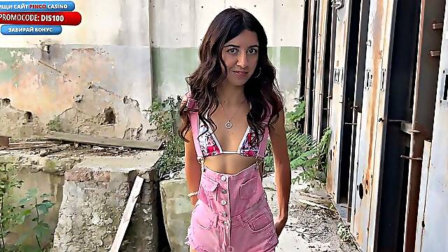 Katty West Caught Pissing in Derelict Spot Before Intense Cowgirl Ride on Tight Pussy