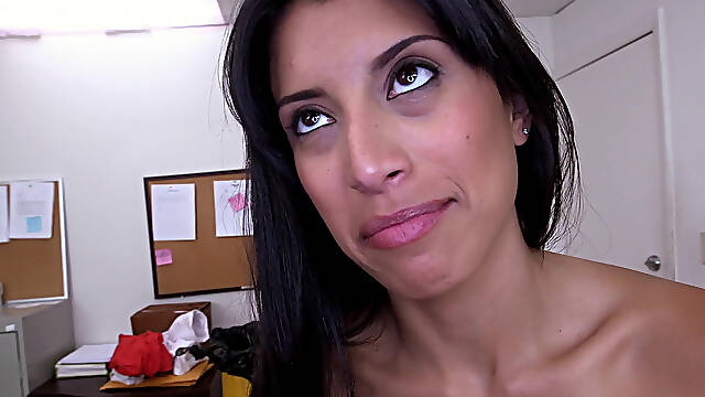 Busty Colombian Soffie rides cock in the office