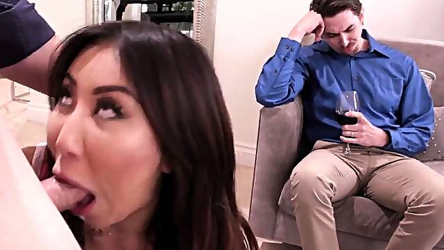 Stacked Asian wife fucks another man while husband watches
