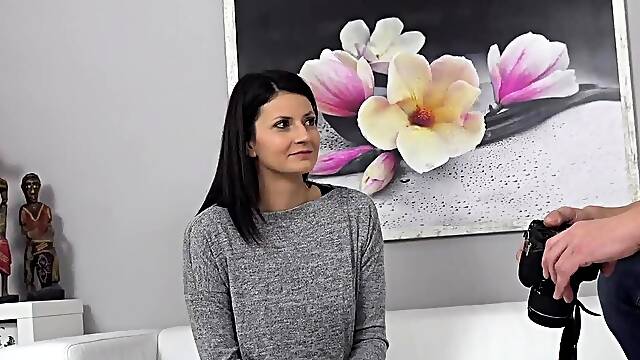 Amazing brunette getting pounded on the casting couch