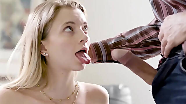 Riley Star gets stepdad's big cock deep in her throat