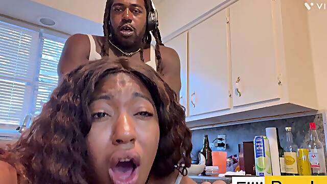 Lightskin jamaican slut gets huge BBC in ass for money