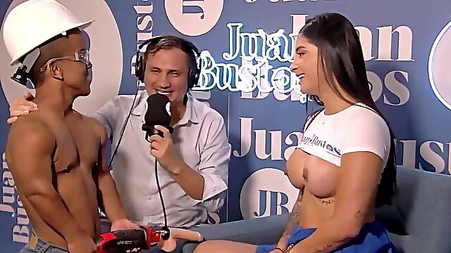 Long-haired beauty gets her tight hole stretched by a sexy dwarf in a