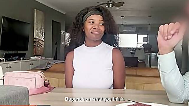 Fucking this BIG TITS EBONY TEEN better than her CUCK BOYFRIEND ever could - African Casting