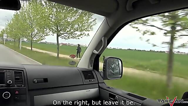 Runner Caught On The Street For Ride In Van With Take Van