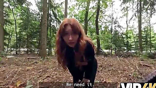 VIP4K. The Hunter Fucks a Red-Head in the Forest