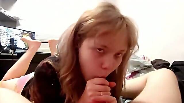 I could not believe that my step-sis friend is so good at sucking dick.