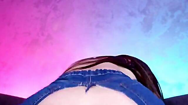 Large Booty Angel In Ripped Jeans Cowgirl Riding Hard Getting A Large Snatch Creampie