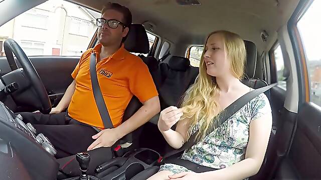 Her ASS turns crimson as I smack her so nailing HARD - Fake Driving school