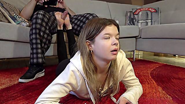 Laura's unplanned foot play scene - (sweethearts in stockings)